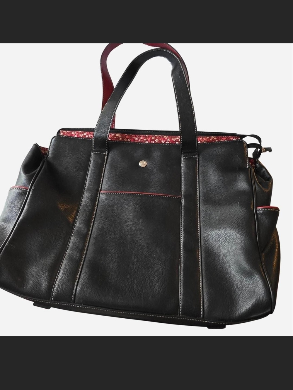 Liz Claiborne Black Tote Bag with Red Trim